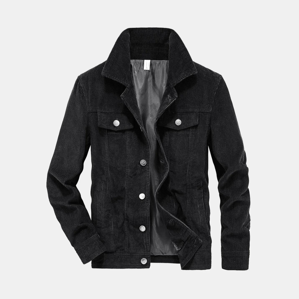 Lucas's Klassieke corduroy jas voor mannen, perfect voor de herfst. Deze jas heeft een tijdloos ontwerp met knopen en zakken, ideaal voor een casual en stijlvolle look. Geschikt voor diverse gelegenheden en gemakkelijk te combineren met andere outfits.