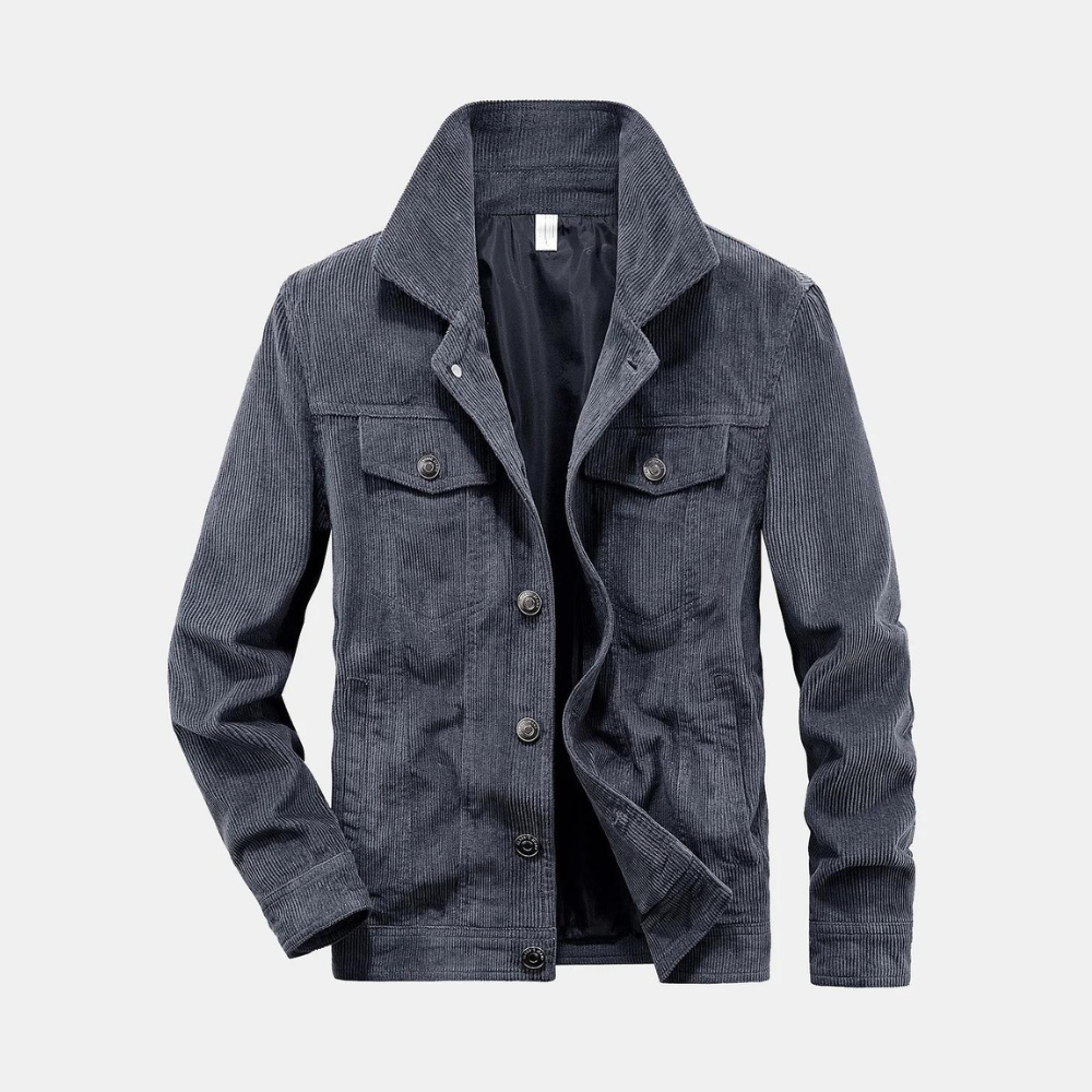 Lucas's Klassieke corduroy jas voor mannen, perfect voor de herfst. Deze jas heeft een tijdloos ontwerp met knopen en zakken, ideaal voor een casual en stijlvolle look. Geschikt voor diverse gelegenheden en gemakkelijk te combineren met andere outfits.