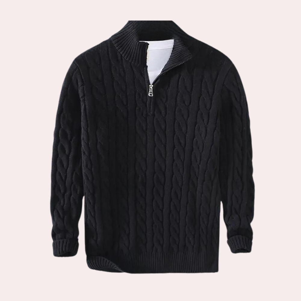 Thomas - Klassischer Strickpullover für Herren mit halbem Reißverschluss