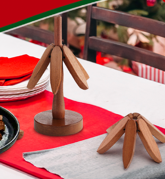 Noëlle | Christmas coaster set 4-in-1 | Beige