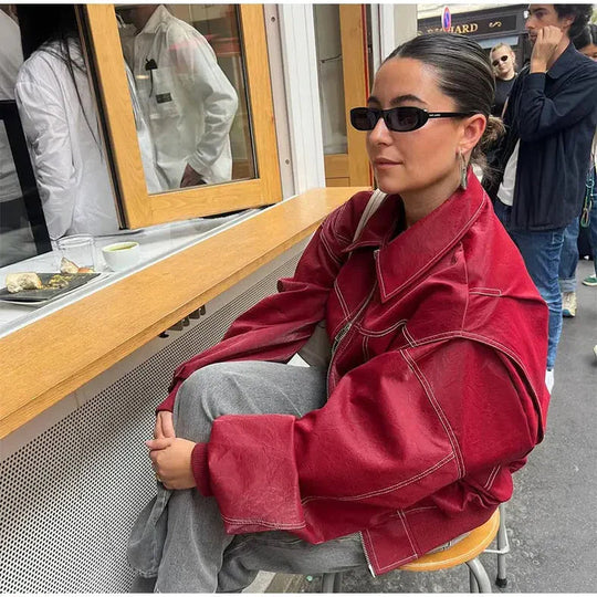 Catherine | Übergroße Lederjacke
