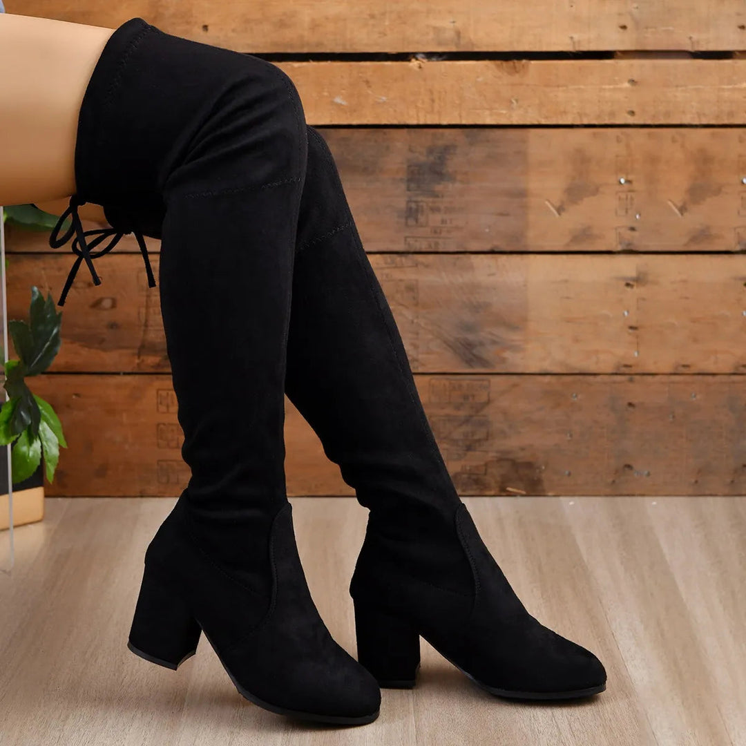 Christine | Elegante overknee laarzen met blokhak