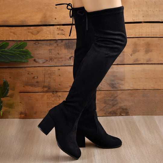 Christine | Elegante overknee laarzen met blokhak