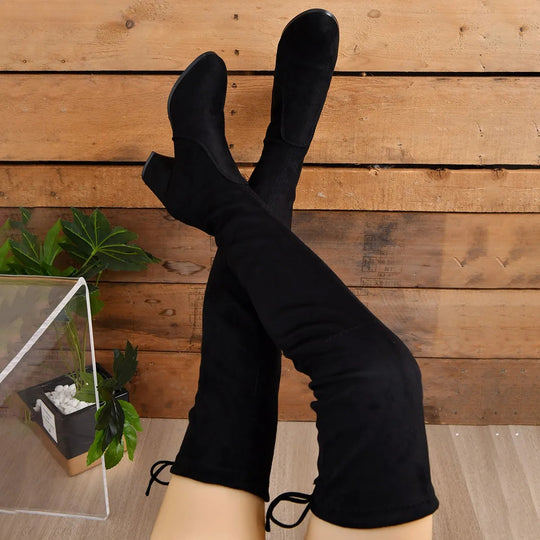 Christine | Elegante overknee laarzen met blokhak