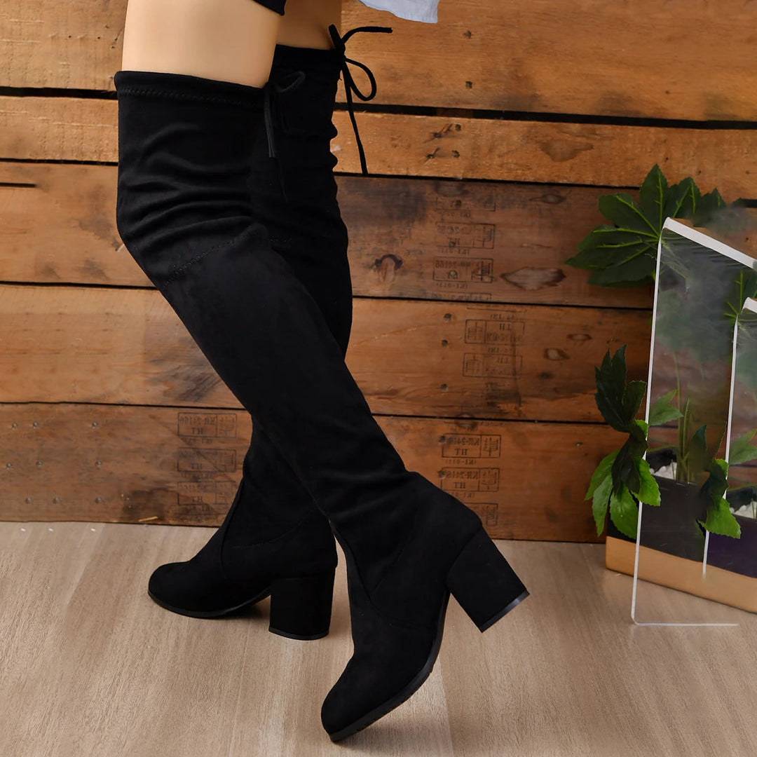 Christine | Elegante overknee laarzen met blokhak