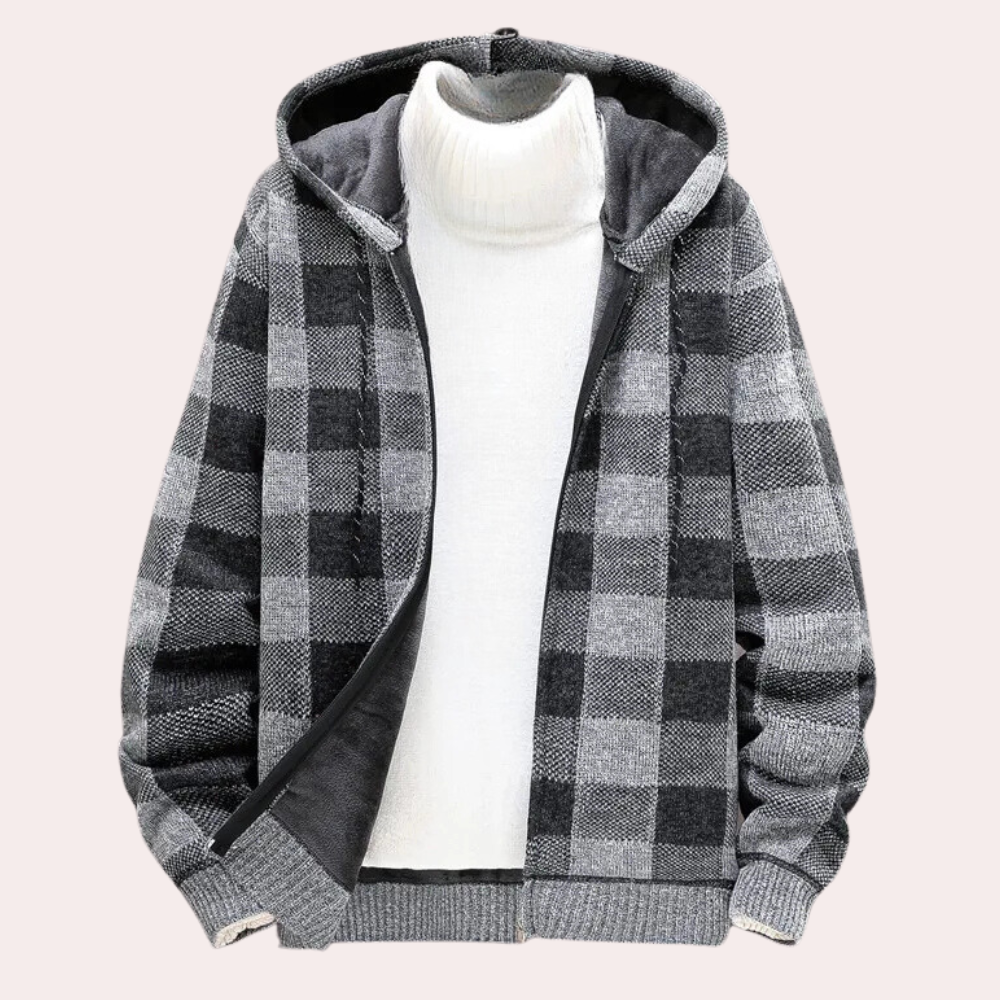 Casual geruit vest voor heren met capuchon.