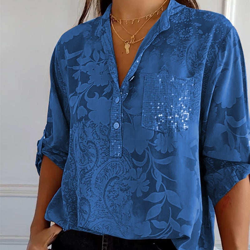 Daniela | Printed summer blouse with long sleeves