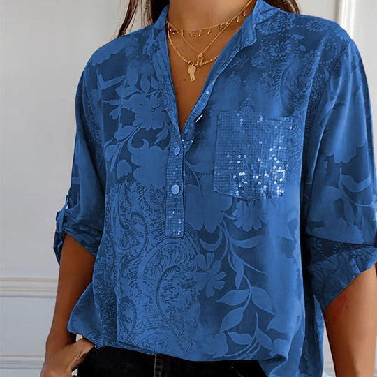 Daniela | Printed summer blouse with long sleeves