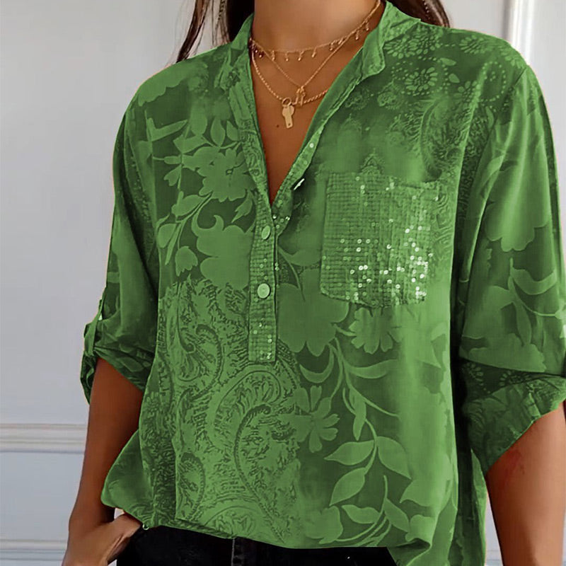 Daniela | Printed summer blouse with long sleeves