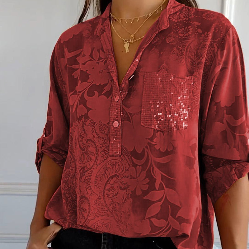 Daniela | Printed summer blouse with long sleeves