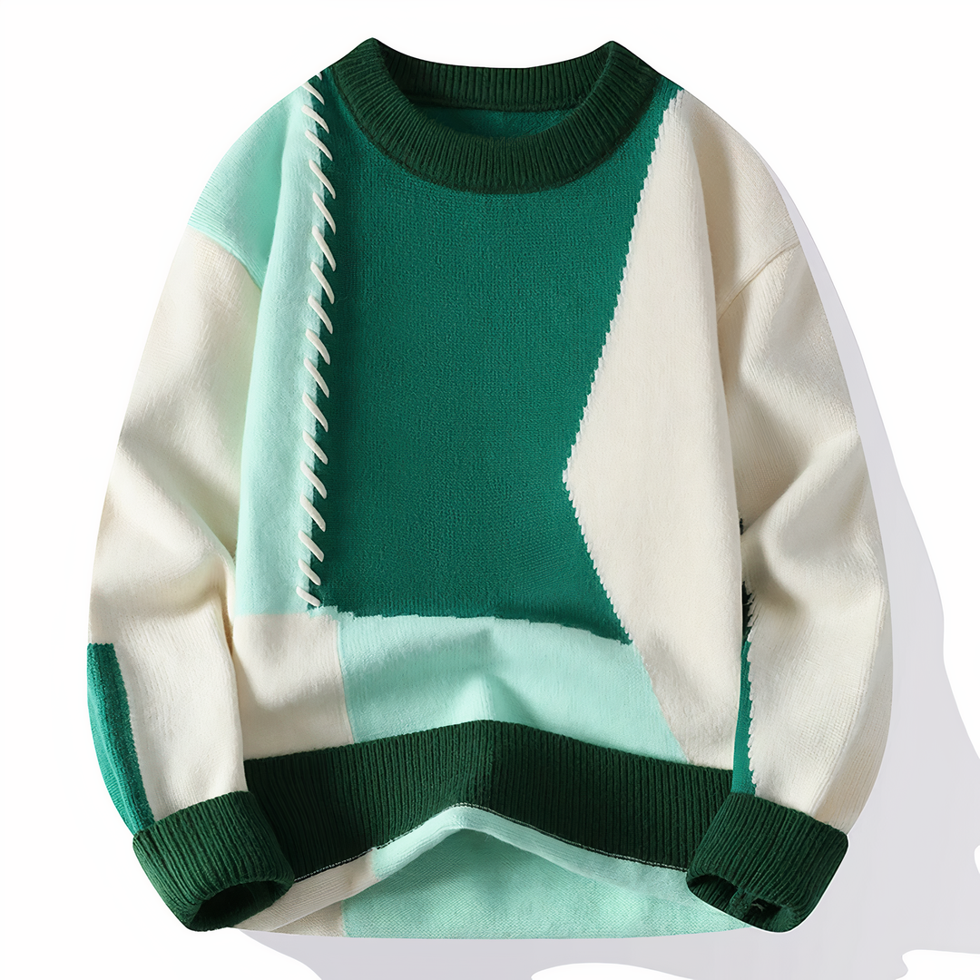 Rafael | Maglione Patchwork Uomo | Bianco & Arancione