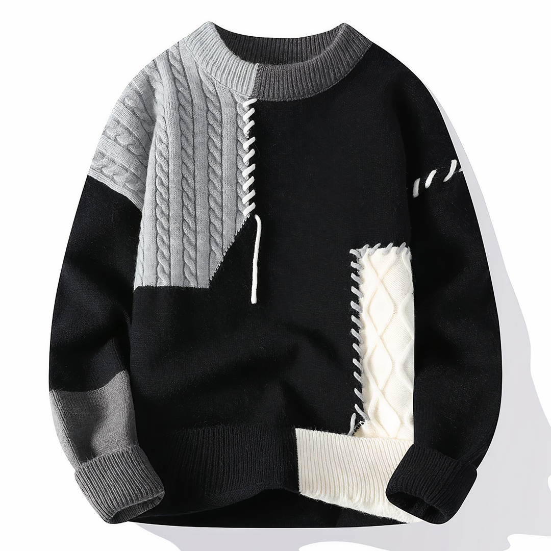 Rafael | Maglione Patchwork Uomo | Bianco & Arancione