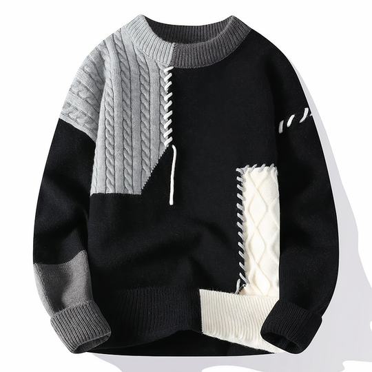 Rafael | Maglione Patchwork Uomo | Bianco & Arancione