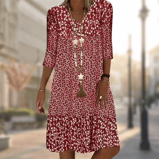 Roos - Vestito midi con stampa floreale e maniche a tre quarti