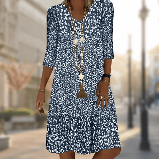 Roos - Vestito midi con stampa floreale e maniche a tre quarti