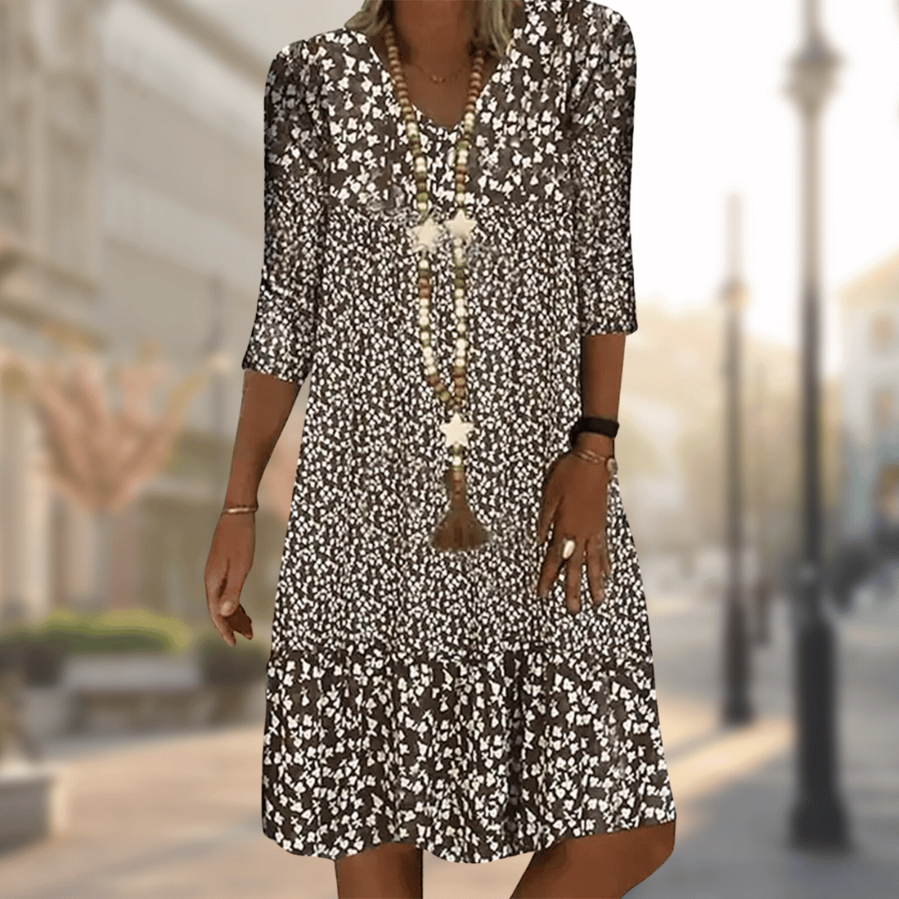 Roos - Vestito midi con stampa floreale e maniche a tre quarti