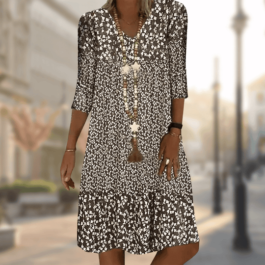 Roos - Vestito midi con stampa floreale e maniche a tre quarti