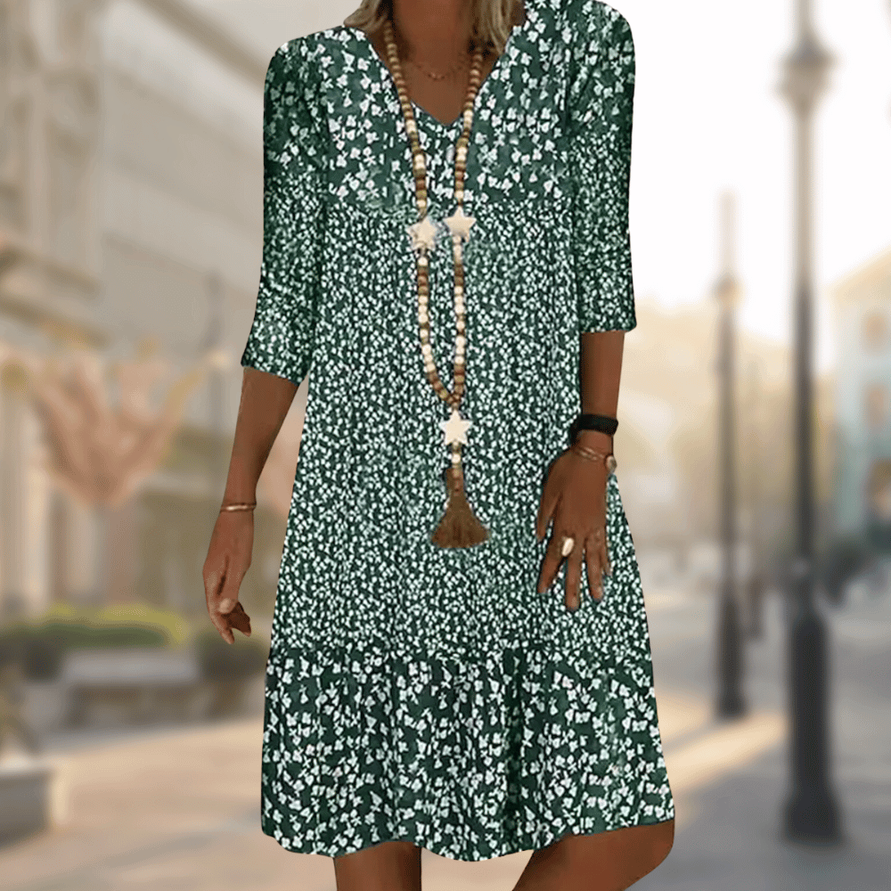 Roos - Vestito midi con stampa floreale e maniche a tre quarti