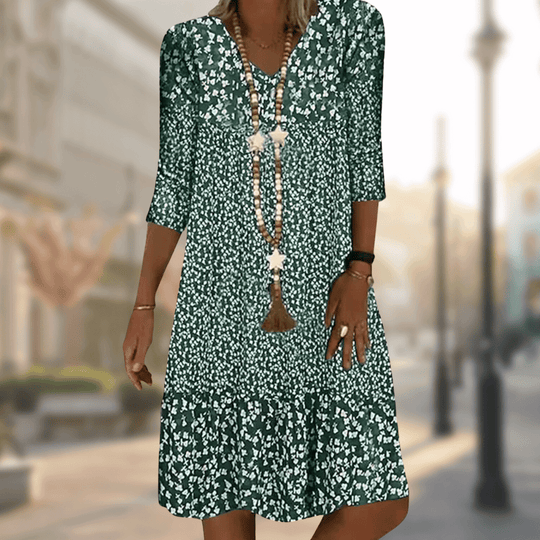 Roos - Vestito midi con stampa floreale e maniche a tre quarti