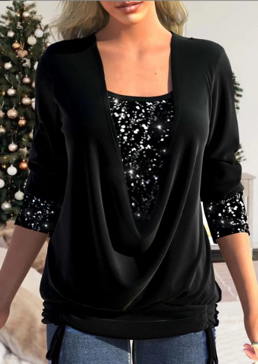 Diana | SparkleFlow Pailletten Blouse Plus Size