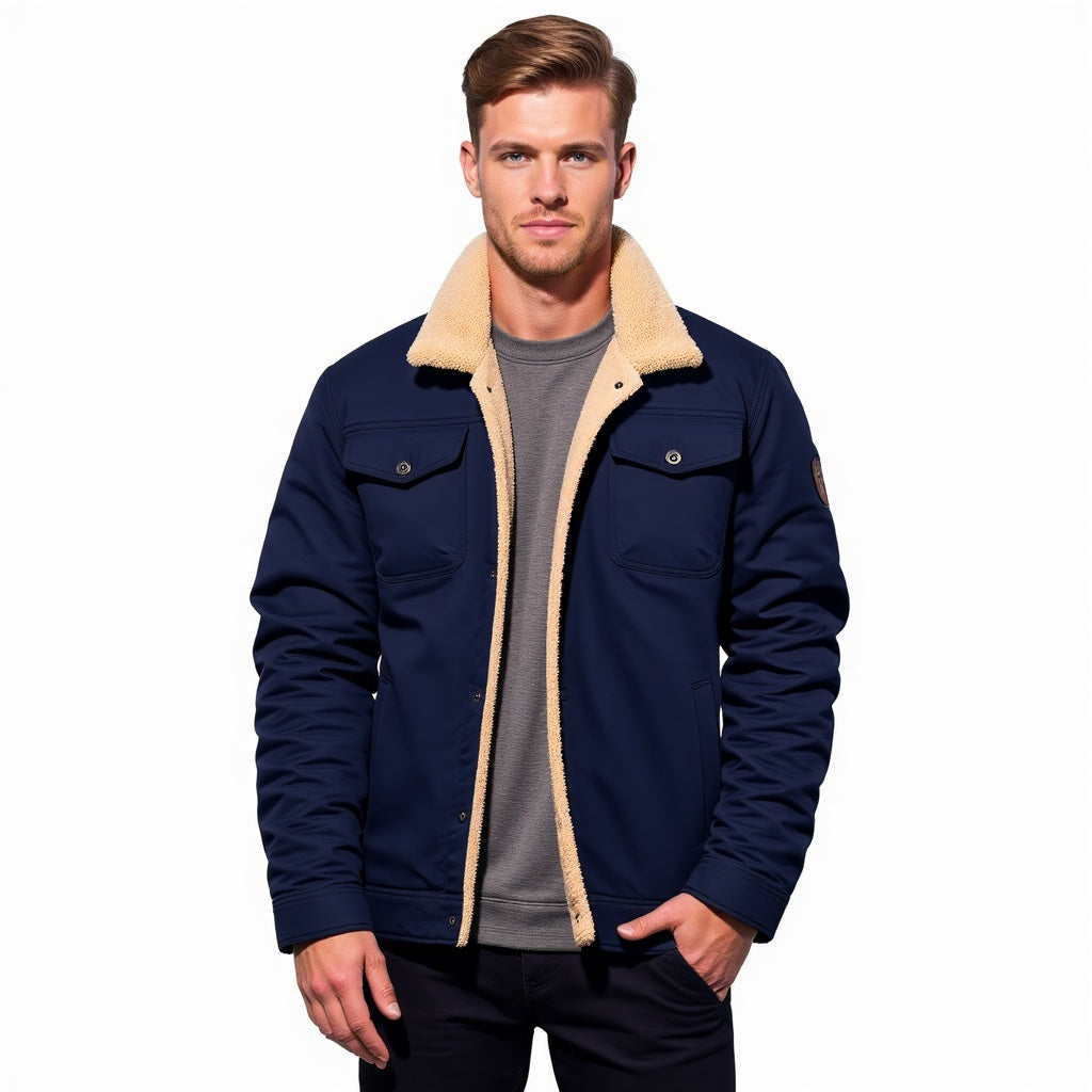 Stijlvol vintage sherpa bomberjack voor heren.