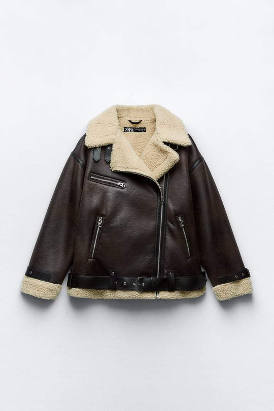 Eleonora | Elegant jacket with lapels made of synthetic material