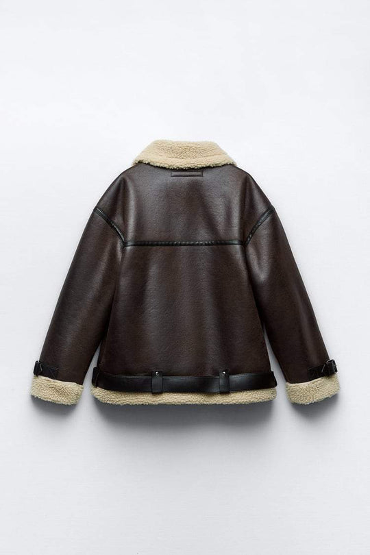 Eleonora | Elegant jacket with lapels made of synthetic material