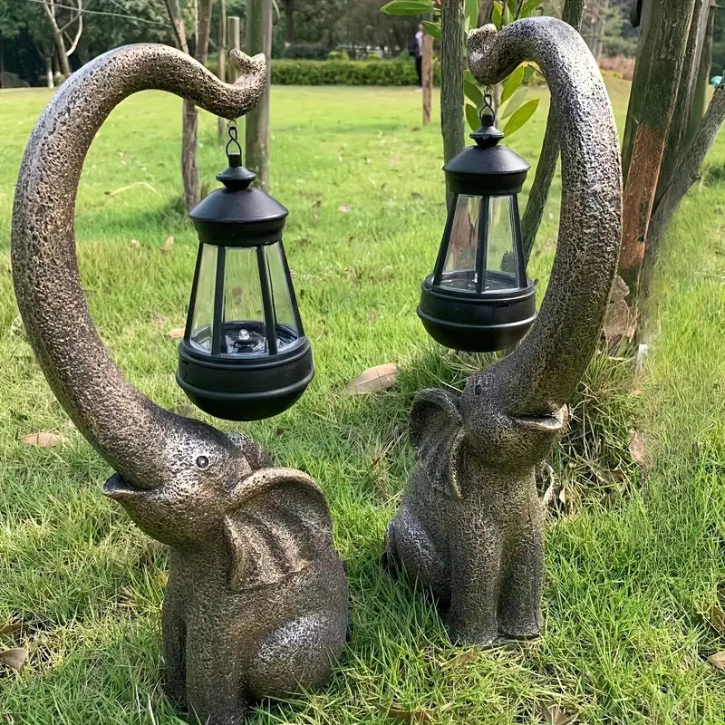 Elevara | Bronze Elefanten Sonnen-Gartenlampe | Bronze