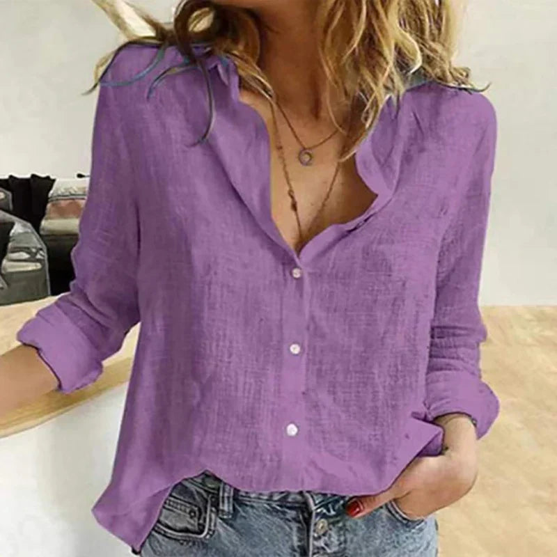 Evelyn | Comfortable flattering cotton shirt with long sleeves