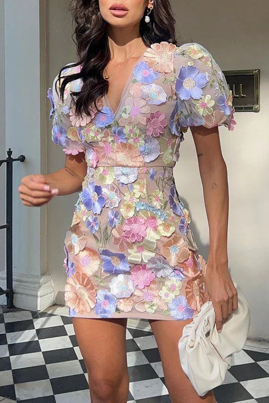Floralia | Festive dress with puff sleeves