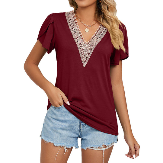 Franziska | Elegant V Cutout T shirt