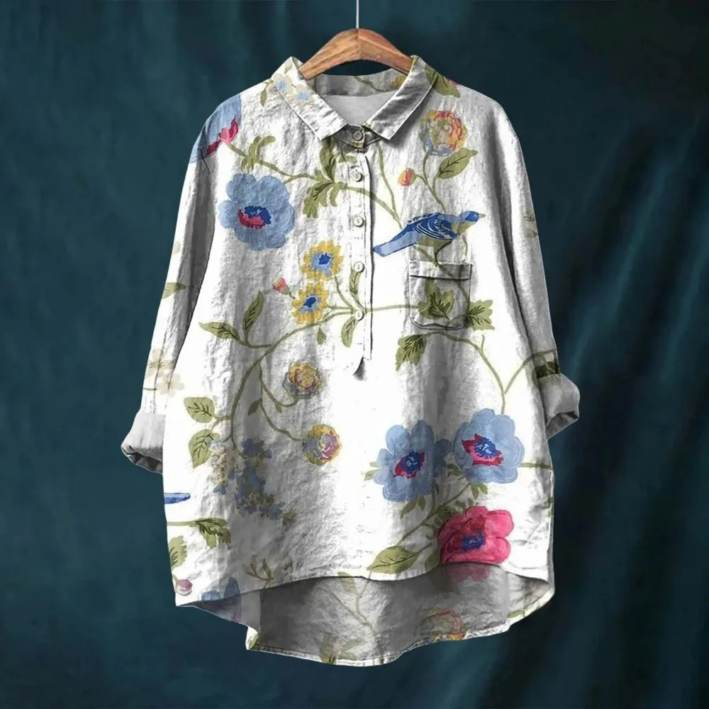 Franziska | Summer blouse made of cotton with blooming floral print