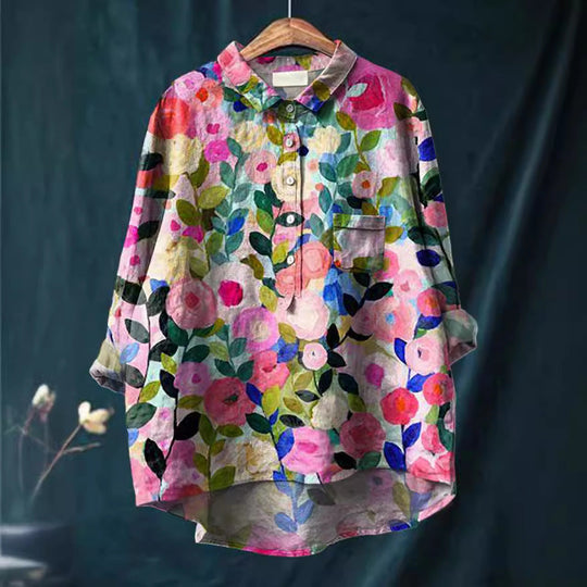 Franziska | Summer blouse made of cotton with blooming floral print