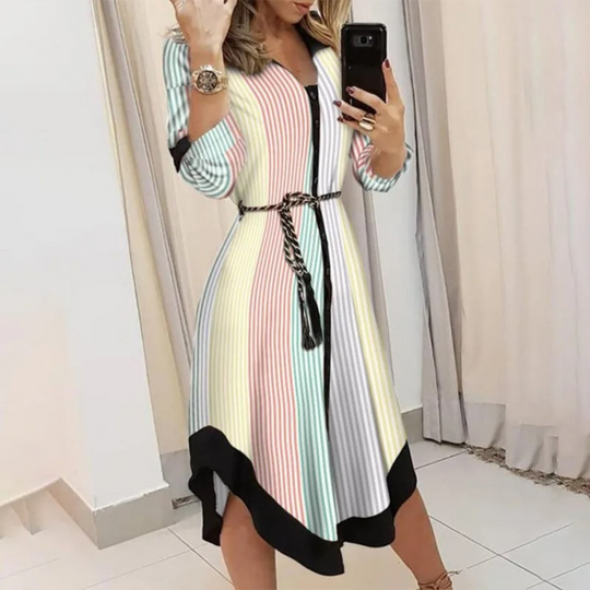 Lara | Elegante abito midi con incrocio e cintura in vita