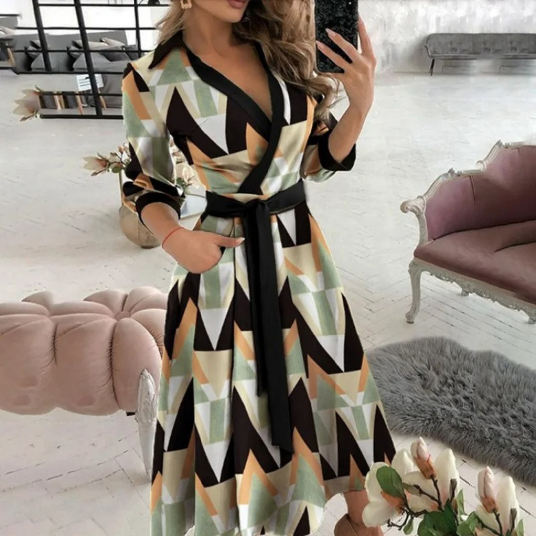 Lara | Elegante abito midi con incrocio e cintura in vita