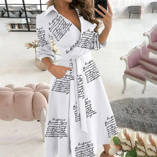 Lara | Elegante abito midi con incrocio e cintura in vita