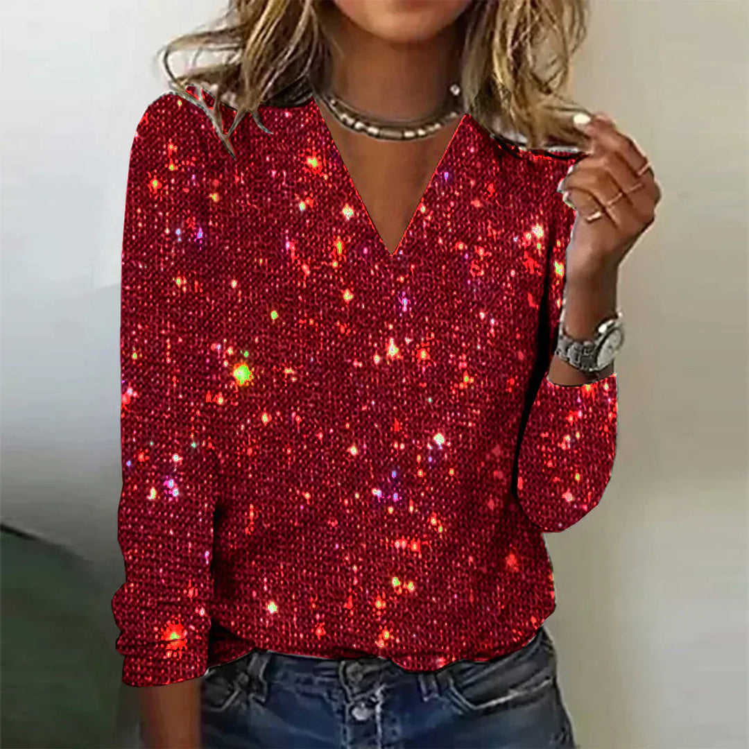 Sterre | Top scintillante e chic con scollo a V