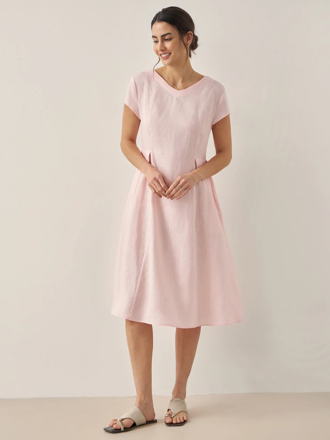 Greta | Midi summer dress with v-neckline