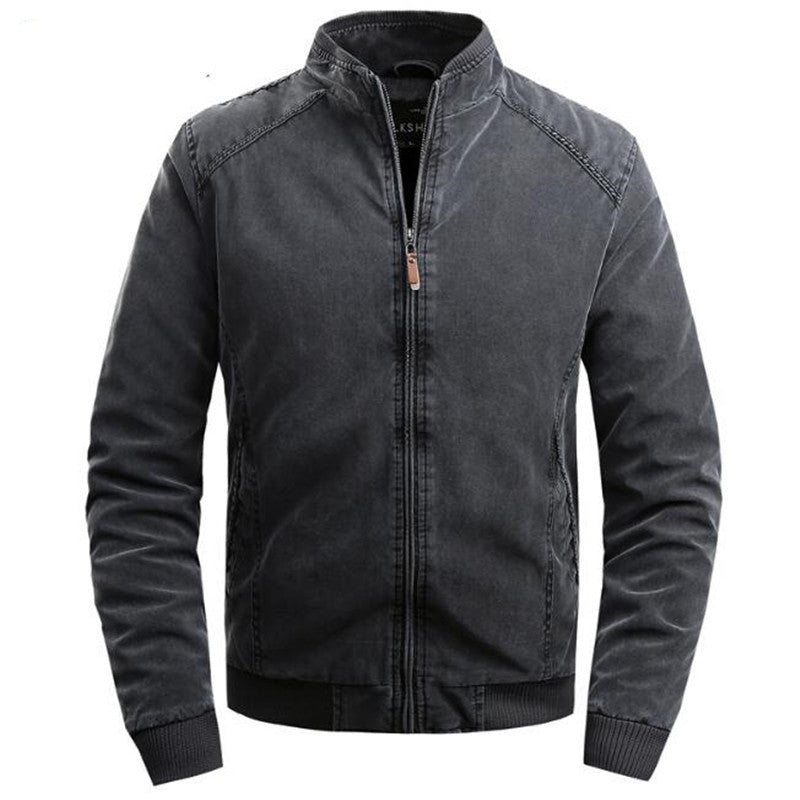 Stoere herenjas met vintage uitstraling en stevige ritssluiting.