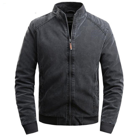 Stoere herenjas met vintage uitstraling en stevige ritssluiting.