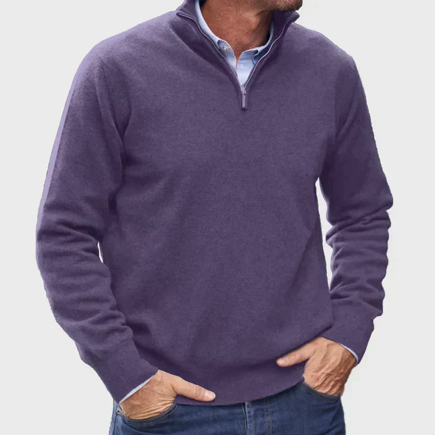 Stijlvolle en zachte herenpullover met verfijnde afwerking.