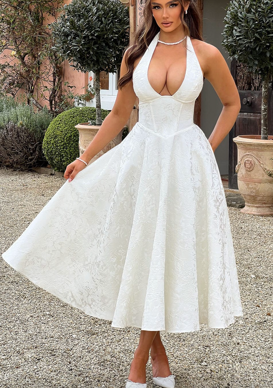 Helene | Vestito midi intelligente con collo ad anello