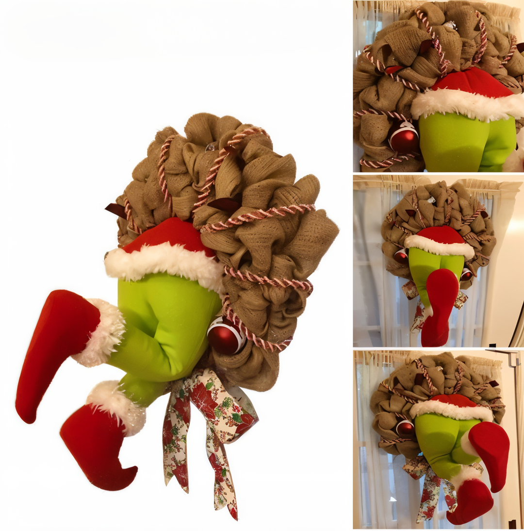 Perfecte deurkrans voor een grappige en feestelijke kerstsfeer.
