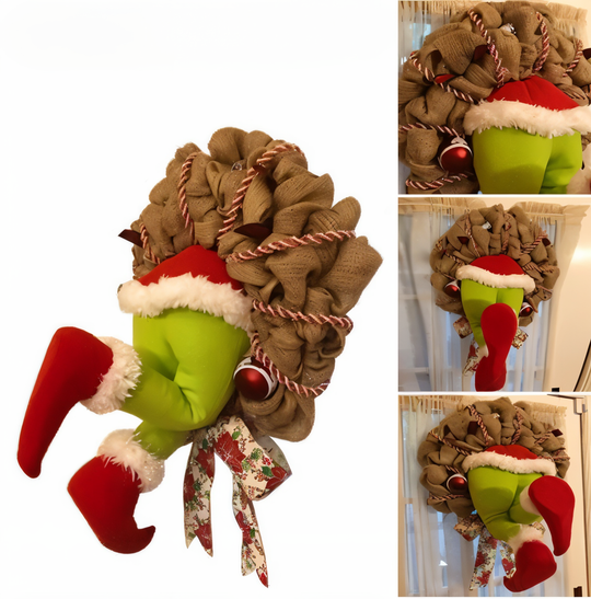 Perfecte deurkrans voor een grappige en feestelijke kerstsfeer.