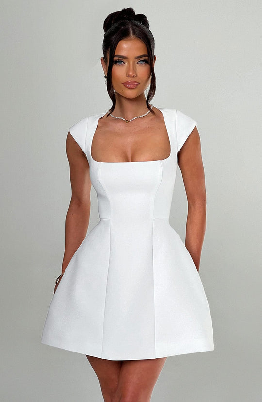 Nicole | Stylish Ivory Mini Dress