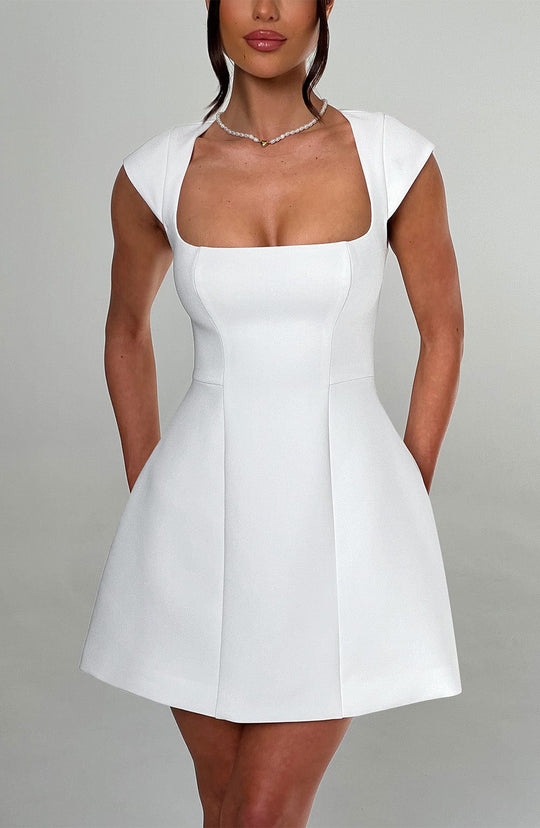 Nicole | Stylish Ivory Mini Dress