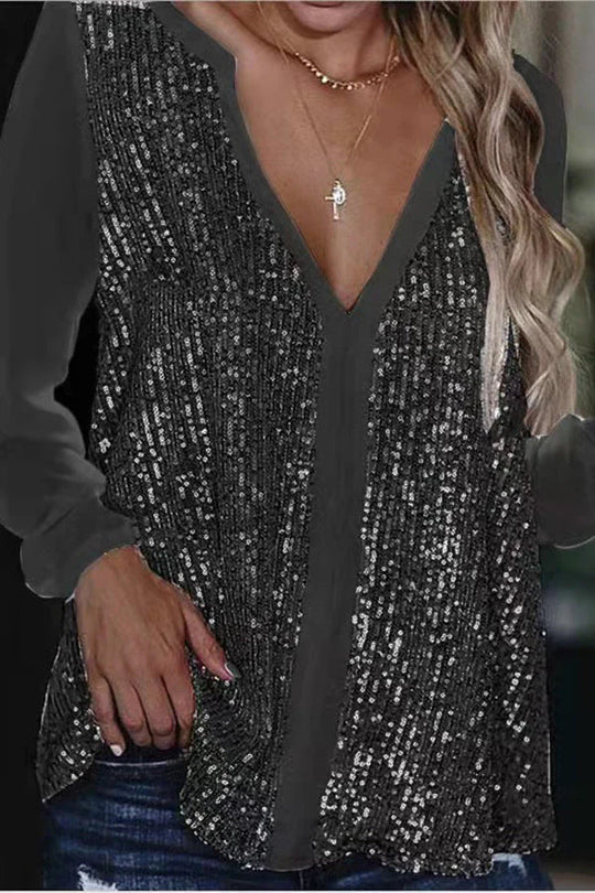 Jennifer | Elegant blouse with sequins and long sleeves