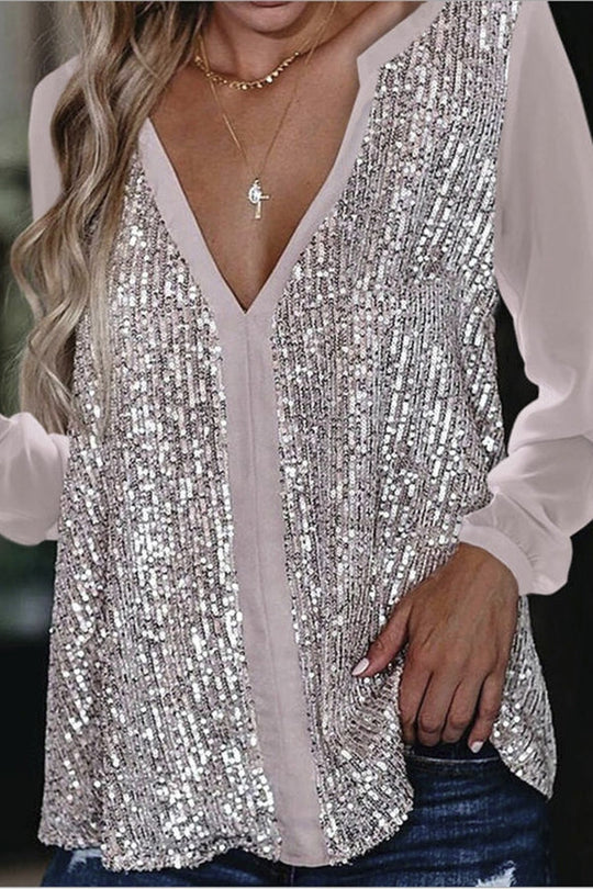 Jennifer | Elegant blouse with sequins and long sleeves