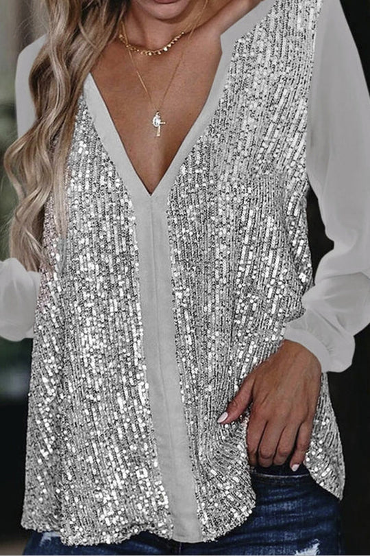Jennifer | Elegant blouse with sequins and long sleeves