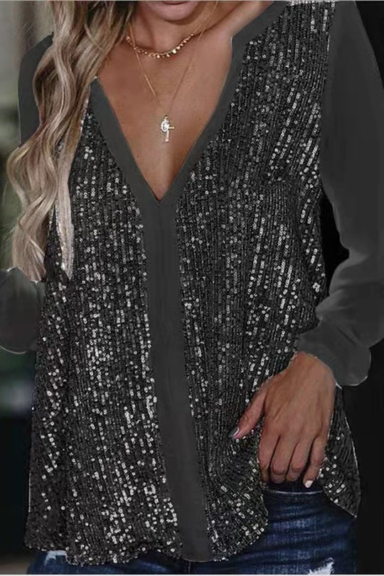 Jennifer | Elegant blouse with sequins and long sleeves